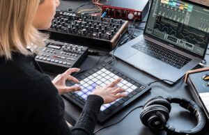 Person setting up Ableton Live with Launchpad